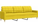 Vidaxl Divano 3 Posti Giallo Chiaro 210 Cm Tessuto