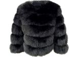 Ladies Faux Fur Coat Short Faux Fur Winter Jacket Faux Fur Outerwear Unicoloured Thick Parka Winter Coat, Women , Blu, M