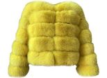 Ladies Faux Fur Coat Short Faux Fur Winter Jacket Faux Fur Outerwear Unicoloured Thick Parka Winter Coat, Women , Grey, Xl
