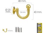 Gancio A Vite Placcato Ottone 48 Mm. Con Tappi E Viti (Blister 2 Pz.)