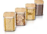 Arendo Barattoli Per La Conservazione, Set Di Barattoli In Vetro 4X 1,2 Litri In Vetro Borosilicato Con Coperchio In Bambù, Ermetici, Set Di 4, Resistenti Al Calore, Ecologici, Durevoli, Adatti Al Microonde