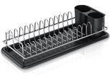 Scolapiatti Arendo, Scolapiatti, Salvaspazio, Compatto, 12 Portapiatti, Portaposate, Acciaio Inox, Vaschetta Di Raccolta, Antiruggine, Robusto, Facile Montaggio
