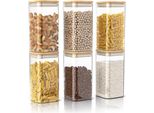 Arendo Barattoli Per La Conservazione, Set Di Barattoli In Vetro 6X 1,2 Litri In Vetro Borosilicato Con Coperchio In Bambù, Ermetici, Set Di 6, Resistenti Al Calore, Ecologici, Durevoli, Adatti Al Microonde