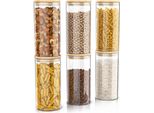 Arendo Barattoli Per La Conservazione, Set Di Barattoli In Vetro 6X 2,2 Litri In Vetro Borosilicato Con Coperchio In Bambù, Ermetici, Set Di 6, Resistenti Al Calore, Ecologici, Durevoli, Adatti Al Microonde