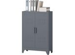 Armadio Archivio Fortuna Lai Con Ante A Lamelle, Armadio Di Stoccaggio, Armadio Metallico Con 2 Ripiani Regolabili, 75 X 33 X 110 Cm, Grigio