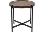2.05 Tavolino In Metallo Con Piano In Legno - Circa 43 X 43 X 43 Cm - Tavolo Decorativo