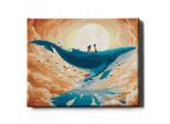 Oh Art! Dipingere Con I Numeri Animali - Fantasia Di Balena Nel Cielo 50X40 Cm Con Cornice, 22 Colori Incl. Pennelli E Colori Acrilici, Set Completo Per Adulti Bambini