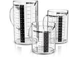 Set Di Caraffe Dosatrici In Vetro Arendo, 350Ml, 500Ml E 1000Ml, Borosilicato, Beccuccio E Manico, Vetro, 0,35 L / 0,5 L / 1 L, Contenitore Da Cucina Per Farina, Zucchero, Spezie, Dolci, Adatto Al Microonde