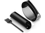 Arendo Pressa Per Aglio In Acciaio Inox, Dondolo Per Aglio, Lavabile In Lavastoviglie, Facile Da Usare, Acciaio Inox, Plastica, Silicone, Per Tritare/Pressare Aglio E Zenzero, Pressa Multiuso