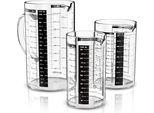 Set Di Caraffe Dosatrici In Vetro Arendo Da 3350 Ml, 500 Ml E 1000 Ml, Impilabili, In Vetro, 0,35 L / 0,5 L / 1 L, Contenitore Da Cucina Con Scala In 8 Parti Per Farina, Zucchero, Spezie, Dolci