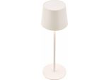 Briloner Suta Lampada Da Tavolo Led Senza Fili IP44, Intensità Variabile, Touch, Batteria, Protezione Dagli Spruzzi D'acqua, Bianco Invecchiato, Ø11 X 33 Cm