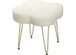 Fortuna Lai Pouf, Pouf Imbottito A Forma Di Trifoglio, Rivestimento In Tessuto, Gambe In Acciaio, Bianco Crema