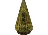 Clayre & Eef Decorazione Natalizia Con Illuminazione A Led Albero Di Natale Ø 11X19 Cm Vetro Color Oro