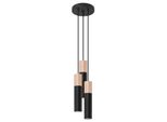 Lampada A Sospensione Pablo 3P Nero 3Xgu10 10W Acciaio/Legno 100X20X20Cm Sollux Lighting