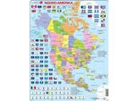 Larsen Puzzle Mappa Nord, America Con Stati E Bandiere, 70 Pezzi.