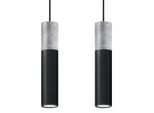 Lampada A Sospensione Borgio 2 Nero 2Xgu10 10W Acciaio/Cemento 90X6X30Cm Sollux Lighting