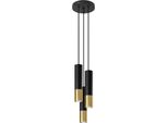 Lampada A Sospensione Loopez 3P Nero/Oro 3Xgu10 10W Acciaio 90X20X20Cm Sollux Lighting