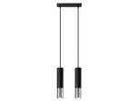Lampada A Sospensione Loopez 2 Nero/Cromo 2Xgu10 10W Acciaio 90X6X30Cm Sollux Lighting