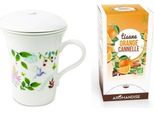 Tazza Da Tè Alle Erbe Con Fiori In Porcellana 250 Ml + Tè Alle Erbe Arancia E Cannella Da Coltivazione Biologica