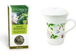 Tazza Da Tè Alle Erbe Con Fiori In Porcellana 250 Ml + Tè Biologico Rilassante
