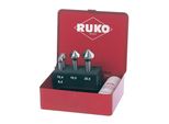 Set Di Svasatori Ruko DIN335-C 90° Diametro 8,3-20,5Mm Hss-Tin 3 Taglienti 6Pz - 102151T