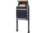 Cassetta Per Pacchi Con Supporto HWC-K41, Cassetta Per Pacchi, Stazione Per Pacchi, Cassetta Per Lettere Con Supporto, Metallo ~ Acciaio Inox Zincato Antracite