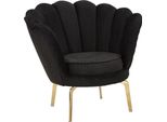 Poltrona In Tessuto Nero Con Gambe Dorate 83X76X78 Cm