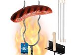 Kotarbau® Spiedini Per Barbecue Forchetta Per Barbecue Filo D'acciaio Spiedini Da Campeggio 130 Cm Set Di 5 Pezzi + Gancio Manico In Legno Accessori Per Barbecue Forchetta Per Salsicce Spiedini Ondulati Spiedini Per Salsicce Gadget Per Barbecue Spiedini Da Campeggio Lunghi