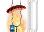 Kotarbau® Set Di 10 Spiedini Per Barbecue Forchetta Per Barbecue Filo D'acciaio Spiedini Da Campeggio 130 Cm Manico In Legno Accessori Per Barbecue Forchetta Per Salsicce Spiedini Per Barbecue Bastoncini Ondulati Per Salsicce Gadget Per Barbecue Spiedini Da Campeggio Lunghi