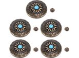 5 Set Di Pomelli Blu Turchese Fiore Pomello 30 Mm Bronzo Decorativo Pomello Vite Con 4,5 -Mm -Ph -PH -Viti Per Arti E Mestieri