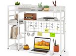 Costway Scaffale Da Scrivania, Scaffale Da Scrivania Con 4 Ripiani E 6 Ganci, Scaffale Da Scrivania, Libreria, Organizzatore, 94X25X73,5 Cm, Bianco