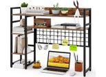 Costway Scaffale Da Scrivania, Scaffale Da Scrivania Con 4 Ripiani E 6 Ganci, Scaffale Da Scrivania, Libreria, Organizzatore, 94X25X73,5 Cm, Marrone