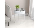 Tavolino 'Rill' Struttura Rotonda In Metallo 46 X Ø40 Cm Bianco