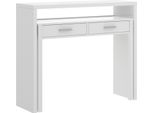Dmora Scrivania Abarath 70X99X88H Cm Bianco Lucido, Modulabile 2 Cassetti