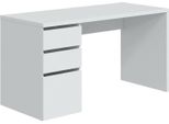 Dmora Scrivania Alko 60X138X74H Cm Bianco, Modulabile 3 Cassetti
