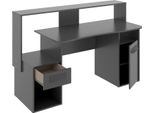 Dmora Scrivania Albertino 69X154X98H Cm Nero Antracite, Modulabile Un Cassetto