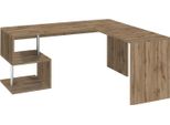 Dmora Scrivania Annibi 60X160X78H Cm Marrone Rovere, Angolare Modulabile Italy