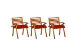 The Living Store Sedie Da Pranzo Da Giardino Con Cuscini 3 Pz. Legno Massiccio Di Acacia