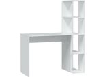 Dmora Scrivania Abba 50X110X136H Cm Bianco, Modulabile Con Libreria
