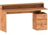 Dmora Scrivania Flaminia 90X160X60H Cm Marrone Rovere, 3 Cassetti Un Ripiano Italy