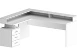 Dmora Scrivania Leonilda 90X180X160H Cm Bianco, Angolare Modulabile Italy