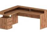 Dmora Scrivania Leonilda 90X180X160H Cm Marrone Rovere, Angolare Modulabile Italy