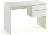 Dmora Scrivania Zimone 53X110X76H Cm Bianco, 2 Cassetti Materiale Piano In Legno Nobilitato Italy