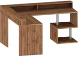 Dmora Scrivania Auletta 93X180X160H Cm Marrone Rovere, Angolare Supporto Pc Italy