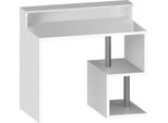 Dmora Scrivania Eva 50X100X93H Cm Bianco, Supporto Pc 2 Ripiani Italy