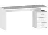 Dmora Scrivania Abisse 160X60X75H Cm Bianco Lucido, Modulabile 3 Cassetti