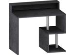 Dmora Scrivania Eva 50X100X93H Cm Grigio Ardesia, Supporto Pc 2 Vani Italy