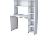 Dmora Scrivania Arapaho 40X113.2X141.8H Cm Bianco, 6 Vani 5 Ripiani