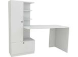 Dmora Scrivania Marilena 61.8X149.5X140H Cm Bianco, Un Vano Un Ripiano