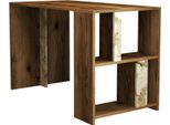 Dmora Scrivania Bising 60X120X75.4H Cm Bianco Marmo, 3 Vani 2 Ripiani